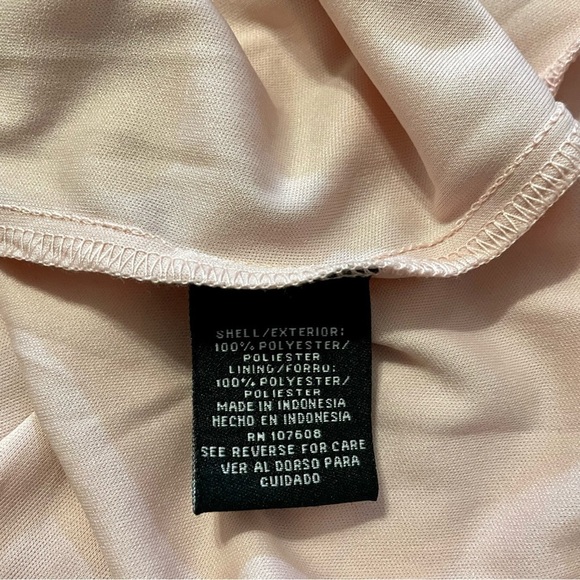 Leslie Fay Black Lace Dress Floral Sheath Round Neck Midi with Pink Slip-Size 8 - Picture 11 of 14